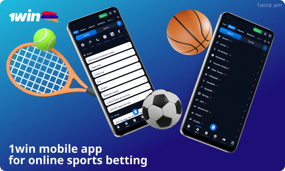 1win bookmaker mobile app allows Armenian players to bet on more than 35 sports