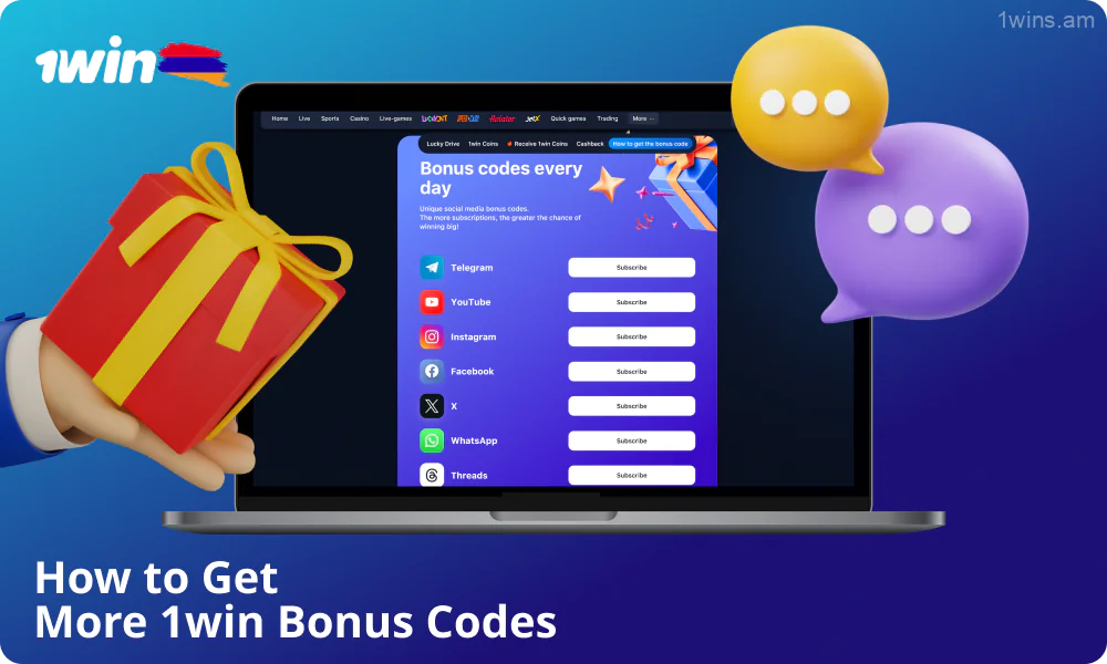 Players from Armenia can get new 1win bonus codes through social media, by contacting support, or by checking the bonus sections of the website